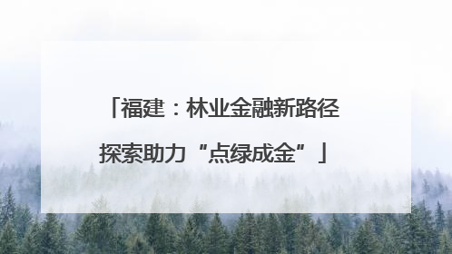 福建：林业金融新路径探索助力“点绿成金”