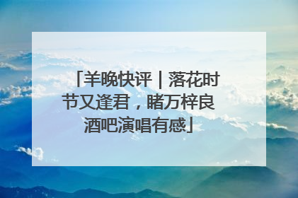 羊晚快评｜落花时节又逢君，睹万梓良酒吧演唱有感