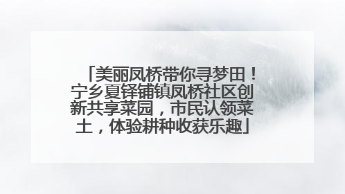 美丽凤桥带你寻梦田！宁乡夏铎铺镇凤桥社区创新共享菜园，市民认领菜土，体验耕种收获乐趣
