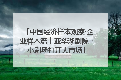 中国经济样本观察·企业样本篇︱亚华湖剧院：小剧场打开大市场