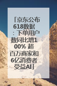 京东公布618数据：下单用户数同比增100% 超百万商家和6亿消费者受益AI