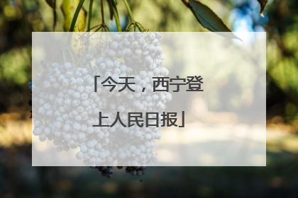 今天，西宁登上人民日报