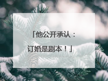 他公开承认：订婚是剧本！