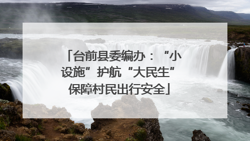台前县委编办：“小设施”护航“大民生” 保障村民出行安全