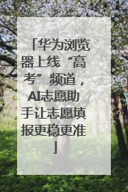 华为浏览器上线“高考”频道，AI志愿助手让志愿填报更稳更准