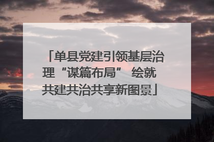 单县党建引领基层治理“谋篇布局” 绘就共建共治共享新图景