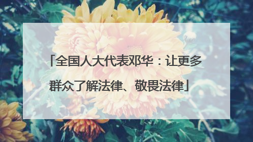 全国人大代表邓华：让更多群众了解法律、敬畏法律