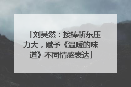 刘昊然：接棒靳东压力大，赋予《温暖的味道》不同情感表达