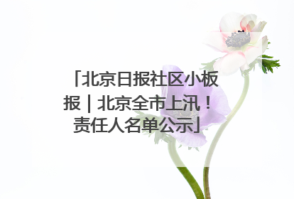 北京日报社区小板报｜北京全市上汛！责任人名单公示