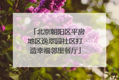 北京朝阳区平房地区逸翠园社区打造幸福邻里餐厅