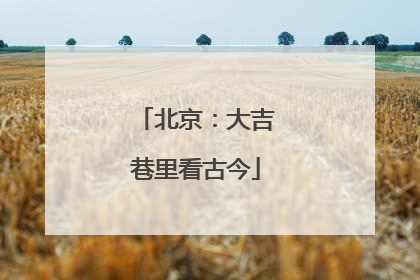 北京：大吉巷里看古今