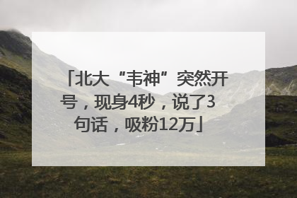 北大“韦神”突然开号，现身4秒，说了3句话，吸粉12万