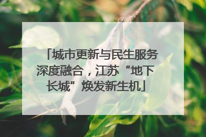 城市更新与民生服务深度融合，江苏“地下长城”焕发新生机