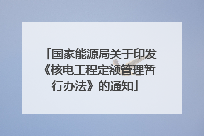 国家能源局关于印发《核电工程定额管理暂行办法》的通知