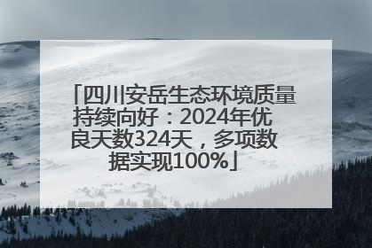 四川安岳生态环境质量持续向好：2024年优良天数324天，多项数据实现100%
