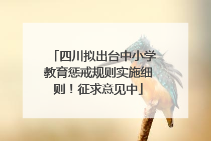 四川拟出台中小学教育惩戒规则实施细则！征求意见中