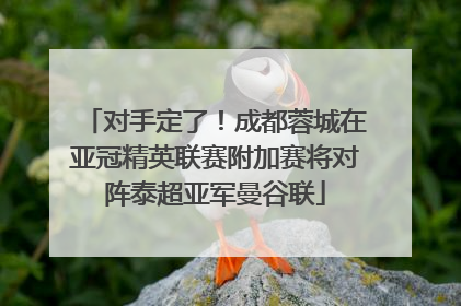 对手定了！成都蓉城在亚冠精英联赛附加赛将对阵泰超亚军曼谷联