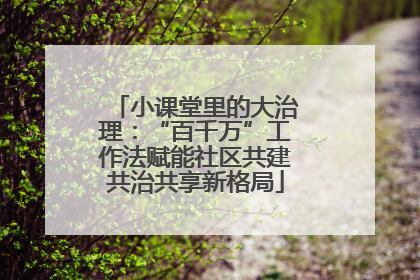 小课堂里的大治理：“百千万”工作法赋能社区共建共治共享新格局