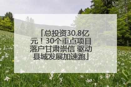 总投资30.8亿元！30个重点项目落户甘肃崇信 驱动县域发展加速跑