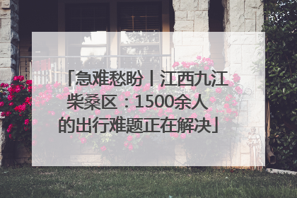 急难愁盼丨江西九江柴桑区：1500余人的出行难题正在解决