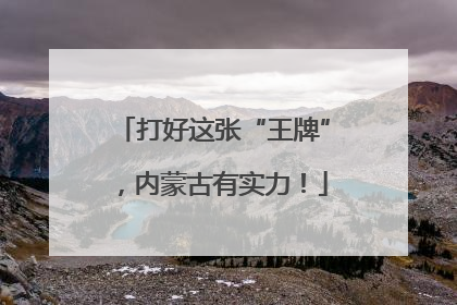 打好这张“王牌”，内蒙古有实力！