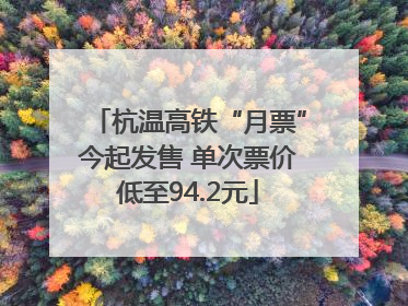 杭温高铁“月票”今起发售 单次票价低至94.2元