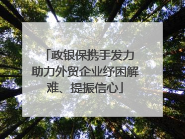 政银保携手发力 助力外贸企业纾困解难、提振信心
