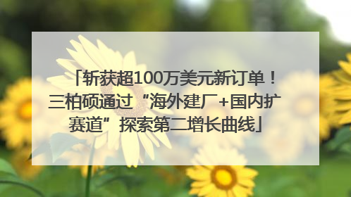 斩获超100万美元新订单！三柏硕通过“海外建厂+国内扩赛道”探索第二增长曲线