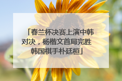 春兰杯决赛上演中韩对决，杨楷文首局完胜韩国棋手朴廷桓