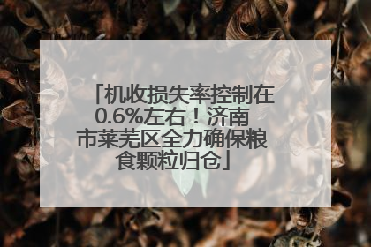 机收损失率控制在0.6%左右！济南市莱芜区全力确保粮食颗粒归仓