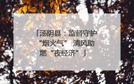 汤阴县：监督守护“烟火气” 清风助燃“夜经济”