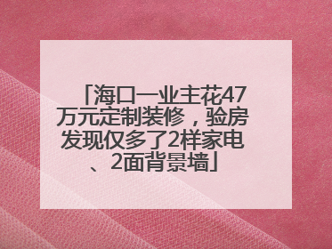 海口一业主花47万元定制装修，验房发现仅多了2样家电、2面背景墙