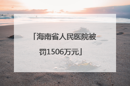 海南省人民医院被罚1506万元