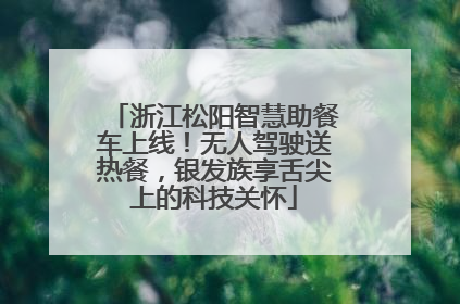 浙江松阳智慧助餐车上线！无人驾驶送热餐，银发族享舌尖上的科技关怀