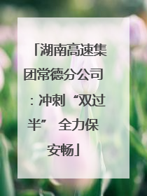 湖南高速集团常德分公司：冲刺“双过半” 全力保安畅