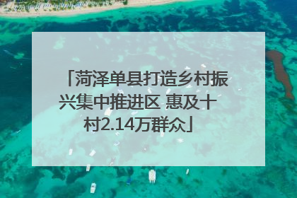 菏泽单县打造乡村振兴集中推进区 惠及十村2.14万群众