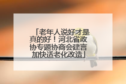 老年人说好才是真的好！河北省政协专题协商会建言加快适老化改造