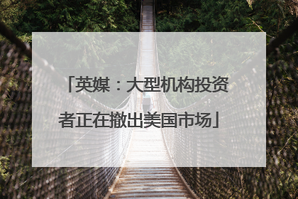 英媒：大型机构投资者正在撤出美国市场