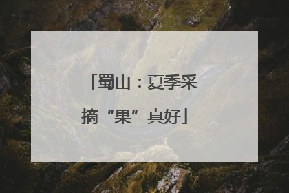 蜀山：夏季采摘“果”真好