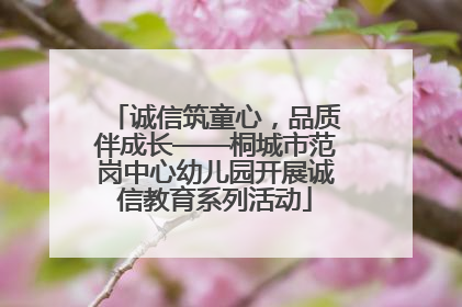 诚信筑童心，品质伴成长——桐城市范岗中心幼儿园开展诚信教育系列活动