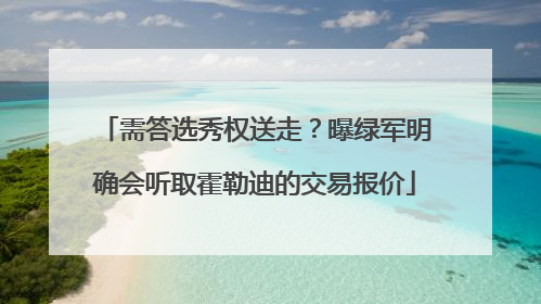 需答选秀权送走？曝绿军明确会听取霍勒迪的交易报价
