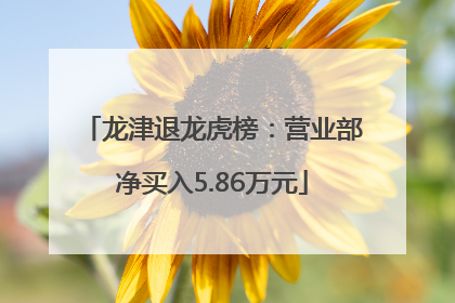 龙津退龙虎榜：营业部净买入5.86万元