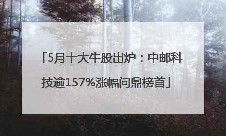 5月十大牛股出炉：中邮科技逾157%涨幅问鼎榜首